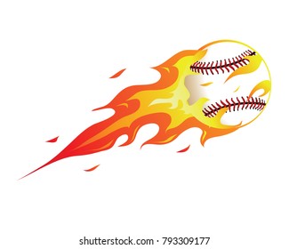 Modern Flaming Baseball Ball Illustration Logo