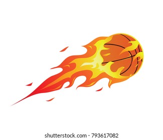 Modern Flaming Basketball Ball Illustration Logo
