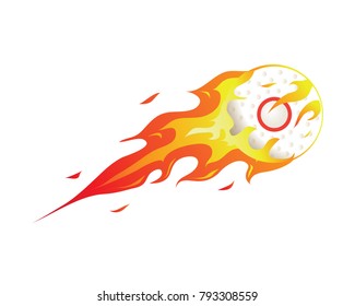 Modern Flaming Cricket Ball Illustration Logo