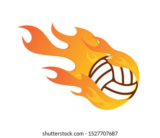 Modern Flaming Hot Volleyball Illustration