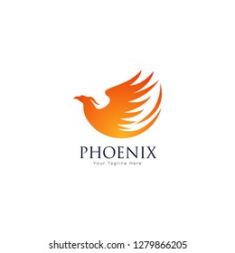 Modern Flaming Phoenix Logo Symbol - Vector 