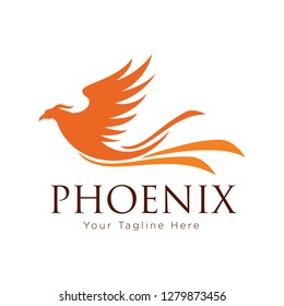 Modern Flaming Phoenix Logo Symbol - Vector 