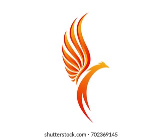 Modern Flaming Phoenix Logo Symbol