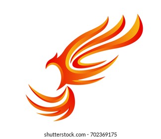 Modern Flaming Phoenix Logo Symbol