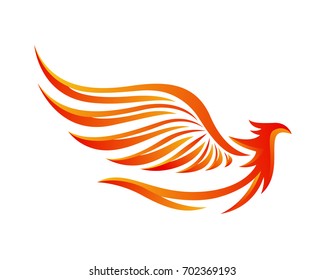 Modern Flaming Phoenix Logo Symbol