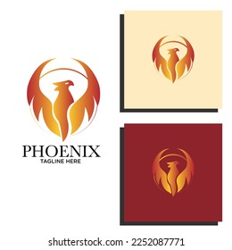 Modern Flaming Phoenix Logo template vector illustration