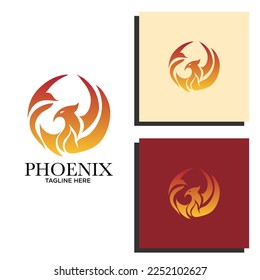 Modern Flaming Phoenix Logo template vector illustration