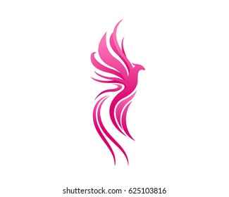 Modern Flaming Pink Phoenix Symbol