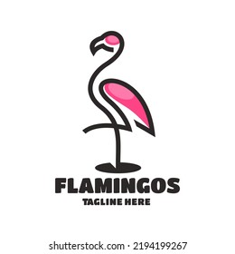 Modern Flamingo Bold Line Color Logo Template