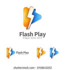  diseño de logotipo de medios de reproducción flash modernos