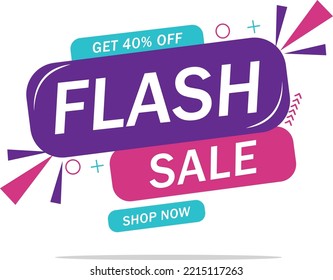 Modern Flash sale banner composition with flat discount background template abstract vector