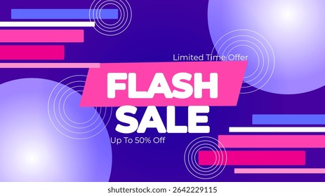 Modern flash sale banner composition with flat discount background template