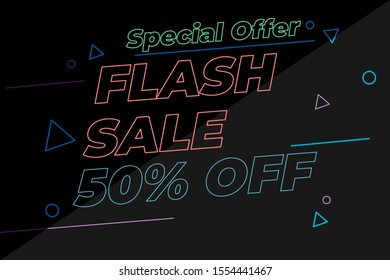 Modern Flash sale discount banner and poster social media template promotion. EPS 10 Vector Illustration Background.