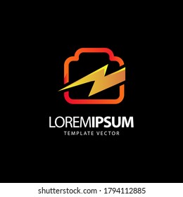 Modern flash and thunder logo design template for app and website