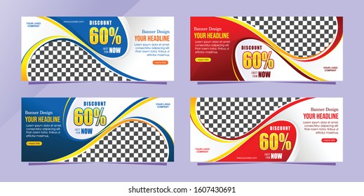 modern flash web banner promotion holiday design template discount