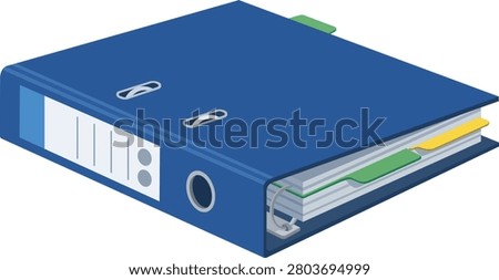 Modern flat 2D vector illustration of organized office documents with binders