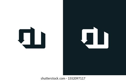 Modern flat abstract letter OU logo. This logo icon incorporate with two abstract shape in the creative process.