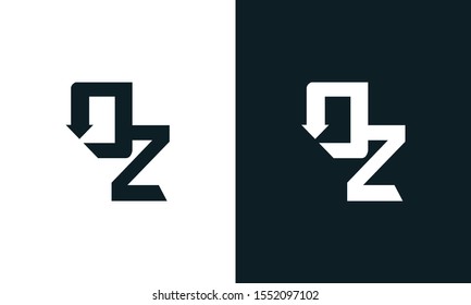 Modern flat abstract letter OZ logo. This logo icon incorporate with two abstract shape in the creative process.