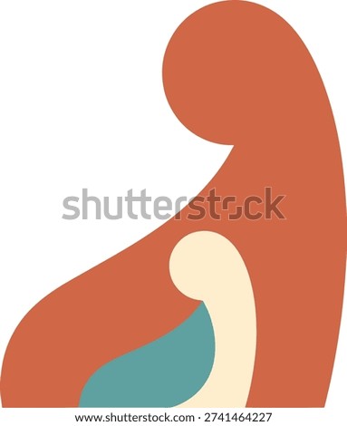 Modern flat abstract vector illustration of mother and baby symbolizing maternal love, parenting and family care concept.