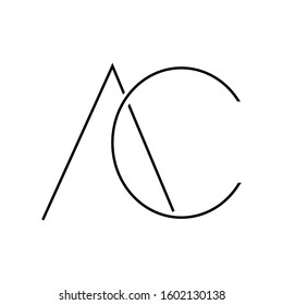 Modern flat A,C character logo emblem