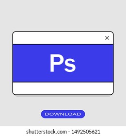 Modern Flat Adobe Photoshop Card Icon