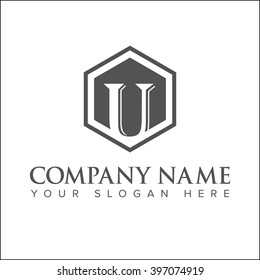 Modern and flat alphabetical logo design in vector on white background of U