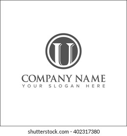 Modern and flat alphabetical logo design inl vector on white background of U