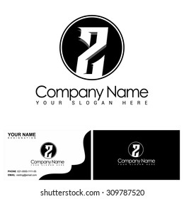 Modern and flat alphabetical logo and visiting card design in vector on white background.