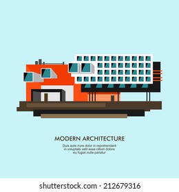 Modern flat architecture facade illustration