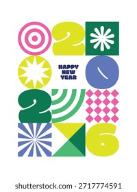 Modern flat art design for New Year 2026