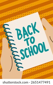 Fondo plano moderno con útiles escolares. Vector de fondo simple de vuelta a la escuela.