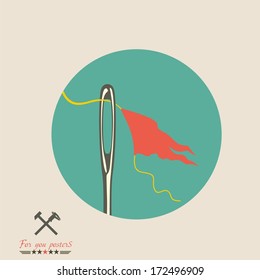Modern flat banner with a needle and flag / can be used for infographics / banners / concept vector illustration