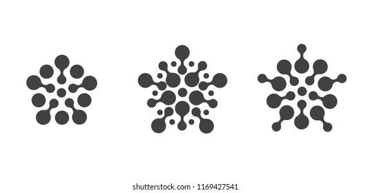 Modern Flat Black Penta and Hexagon Circle Dots Logo Set