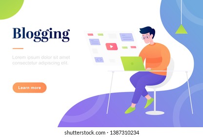 Modern flat blogging landing page template