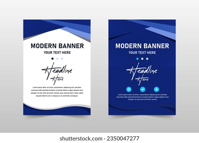 Modern Flat Blue Minimalistic Geometric Banner Template, can be used for business designs, presentation designs or any suitable designs.