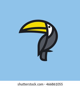 Icono moderno de línea plana de negrita o plantilla de logotipo de toucan