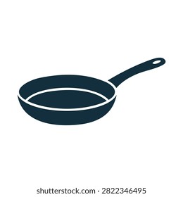 Modern flat bottom frying pan with handle isolated design illustration
