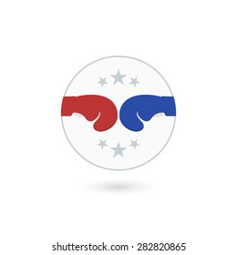 Modern flat boxing gloves icon. Isolated on white background. Vector illustration, eps 10.