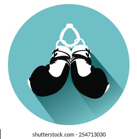 Modern flat boxing gloves with long shadow effect