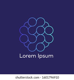 Modern flat brain logo emblem