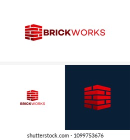 Modern Flat Brick logo, Brick Work simple modern logo template