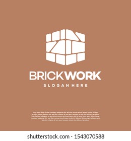 Modern Flat Brick logo, Brick Work simple modern logo template, logo template, symbol icon