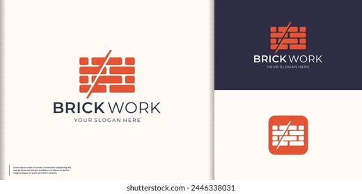 Modern Flat Brick logo, Brick Work simple modern logo template.