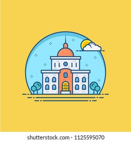 Modern flat building icon design, colorful residential vector illustration template