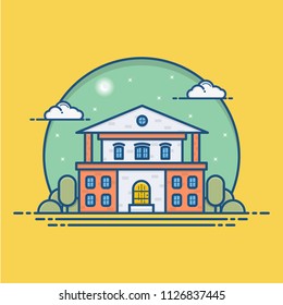 Modern flat building icon design, colorful residential vector illustration template