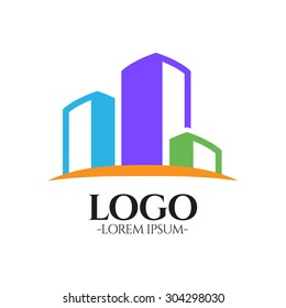 Modern Flat Building vector logo design template .Creative business symbol. Building abstract icon. Corporate sign.