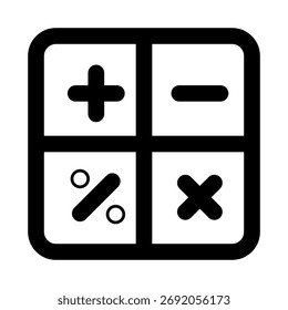 Modern Flat Calculator Icon — Minimal Outline Math and Finance Tool Symbol