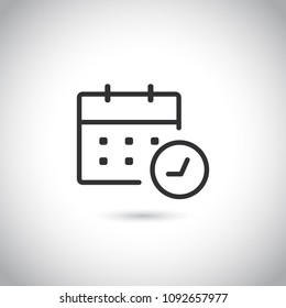 Modern flat calendar clock icon. Vector illustration.