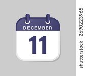 Modern flat calendar icon with the date December 11 in bold design