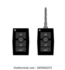 Modern flat cars key. key with control buttons. Vector